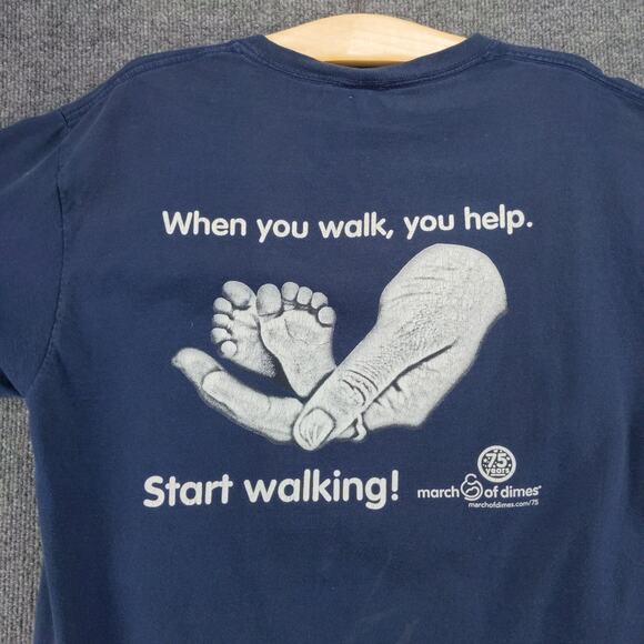 FedEx Federal Express March of Dimes T Shirt Size L Blue Double Sided Graphic - Picture 8 of 10